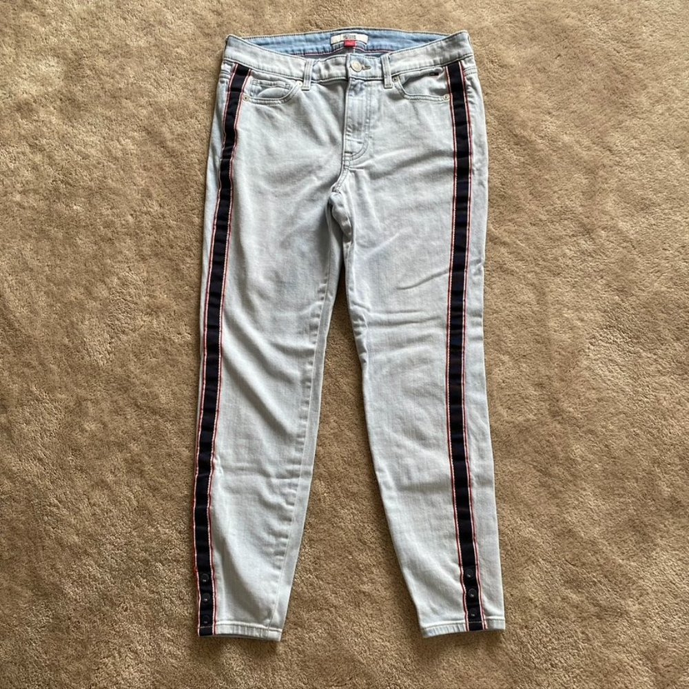 Tommy Hilfiger Denim Tribeca Skinny Ankle Jeans with Red, White, and Blue Ribbon